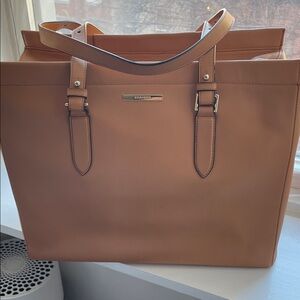Brahmin Cognac Leather Tote with Buckle Straps